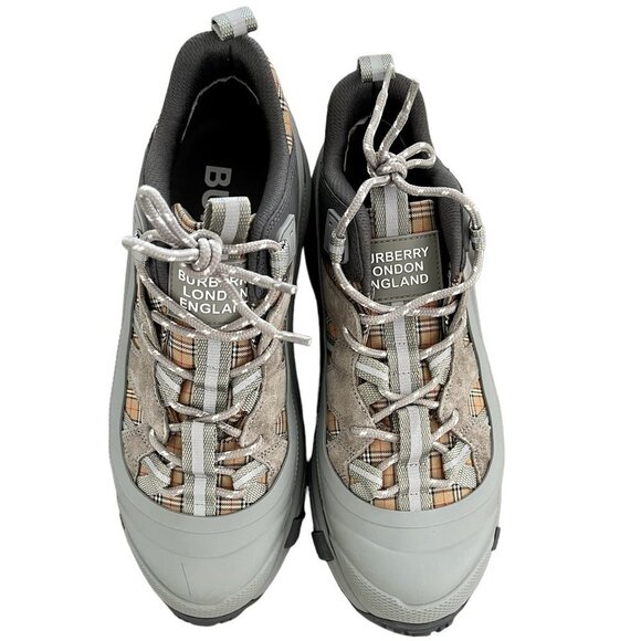 Burberry‎ 8043864 Men\'s Arthur Check Gray Canvas/Suede Sneakers 9 US (42 Eu) main image 11